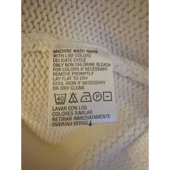 1990's LIZ Sport CLAIBORNE Ivory Chunky Knit Anchor Nautical 100% Cotton SzL - Picture 5 of 5